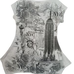 Gray New York Graphic Women's Top